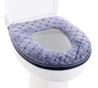 Padded Toilet Seat Cushion - Velvet Bathroom Soft Thicker Washable Warmer - Zipper Bathroom Full-Envelope Design Soft Thicker Warmer, for Use in The Fall and Winter Seasons