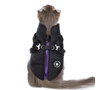 Padded Vest Dog Jacket, Waterproof Jackets with Harness and D Rings, Zipper Dog Jacket Puppy Coat Small Clothes Coat with Harness for Smal Medium Large Dogs