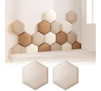 Padded wall panels, shock-absorbing hexagonal wall padding, self-adhesive headboard panels for bedrooms and children's rooms, 2 pieces