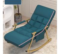 Padded Zero Gravity Rocking Chair for Patio Garden or Living Room Comfortable Upholstered Sofa with Adjustable Reclining Feature Comfy Reading Chair in Sapphire Blue Outdoor Furniture for Ba