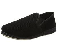 Padders Albert Men's Wide Fit Slip-On Memory Foam Slippers - Soft Textile Upper and Close Back Design with Wide G Fitting for Extra Room and Ultimate Comfort