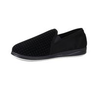 Padders Albert Men's Wide Fit Slip-On Memory Foam Slippers - Soft Textile Upper and Close Back Design with Wide G Fitting for Extra Room and Ultimate Comfort