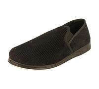 Padders Albert Men's Wide Fit Slip-On Memory Foam Slippers - Soft Textile Upper and Close Back Design with Wide G Fitting for Extra Room and Ultimate Comfort
