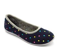 Padders Ballerina Wide E Fitting Womens Memory Foam Slippers (Navy Combi, Numeric_3)