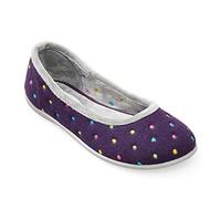 Padders Ballerina Wide E Fitting Womens Memory Foam Slippers - Purple, UK3