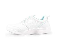 Padders Bobbie Extra Wide 3E/4E Fitting Trainers for Women | Ladies Leather Shoes with Lace-up Design and Removable Footbed | Women's Shoes for Casual and Everyday Wear White