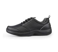 Padders Bobbie Extra Wide 3E/4E Fitting Trainers for Women | Ladies Leather Shoes with Lace-up Design and Removable Footbed | Women's Shoes for Casual and Everyday Wear Black