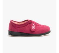 Padders Camilla Womens Textile Touch Fasten Memory Foam Cerise Full Slippers