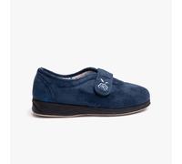 Padders Camilla Womens Textile Touch Fasten Memory Foam Denim Blue Full Slippers