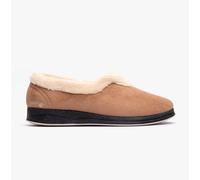 Padders Carmen Womens Textile Slip-On Memory Foam Camel Full Slippers
