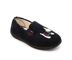 Padders Dandie Dual Width Womens Memory Foam Slippers (5 UK, Navy, numeric_5)