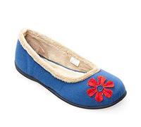 Padders Happy Wide Fitting Womens Slippers (4 UK, Blue, Numeric_4)