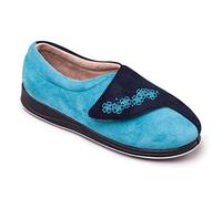 Padders Hug Ee Fit Blue Womens slippers 424N-96 in a Plain Microsuede in Size 3