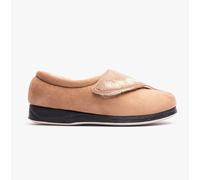 Women's Padders HUG Womens (EE Fit) Touch Fasten Slippers Taupe - Tan - Size: 5