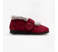 Padders HUSH Womens (2E Fit) Touch Fasten Boot Slippers Burgundy Combi - UK 6