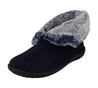 Padders Ladies Padders Faux Fur Cuffed Slippers Esme - Navy - UK 4