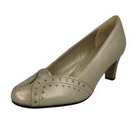 Padders Ladies Padders Heeled Court Shoes Janet - Stone Pearl - UK 7