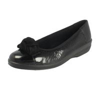 Padders Ladies Padders Slip On Wedge Shoes - Orient - Black Patent - UK 8