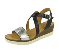 Padders Ladies Padders Wedge Heeled Sandals Primrose - Black - UK 7