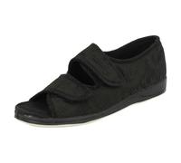 Padders Ladies Padders Wide Fitting Open Toe Slippers - Lydia - Black - UK 5
