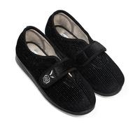 Padders Ladies Slippers 2E Fit Vulcanised - BLACK SPARKLE CORD Size 5
