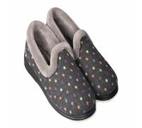 Padders Ladies Slippers 2E Fit Vulcanised - CHARCOAL WOVEN SPOT Size 5