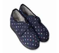 Padders CAMILLA Womens Touch Fasten Polka Dot Slippers Navy/Multi - UK 4
