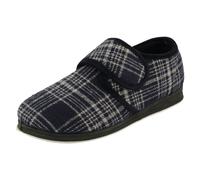 Padders Mens Padders Memory Foam Comfort Slippers Harry - Navy Check - UK 12