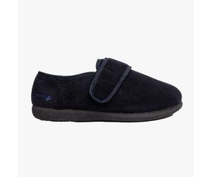 Padders OLIVER Mens Touch Fasten Full Slippers Navy - UK 12