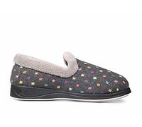 Padders Repose EE Wide Fitting Womens Memory Foam Slippers (8 UK, Charcoal Spot, numeric_8)
