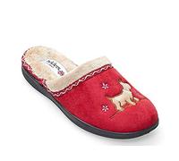 LADIES PADDERS SCOTTY DOG SLIP ON WIDE COSY WINTER HOUSE MULE CLOG SLIPPERS SIZE
