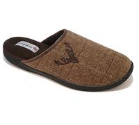 Padders Stag Wide Fitting Mens Memory Foam Slippers (7 UK, Brown Combi, numeric_7)