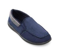 Padders Stan Wide Fitting Mens Memory Foam Closed Back Slippers (9 UK, Navy, numeric_9)