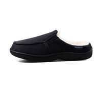 Padders Tom Mens Wide Fit Slip on Memory Foam Slippers - Soft Textile Upper and Open Back Design with Wide G Fitting for Extra Room and Ultimate Comfort