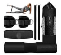 Padding for Barbell, Hip Thrust, Set with Knee Pad and Ankle Band, Fitness Set with Resistance Bands and Ankle Straps for Squats, Curls, Leg Training, Home, Bench Press