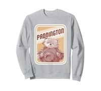 Paddington Bear Hat Off Retro Badge Sweatshirt, Adult Unisex, Heather Grey, Small