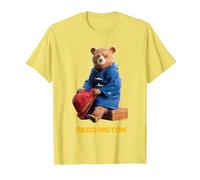 Paddington Bear in Peru Sat On Suitcase T-Shirt, Men, Lemon Yellow, Large