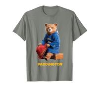 Paddington Bear in Peru Sat On Suitcase T-Shirt, Men, Olive Heather, Large