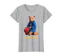 Paddington Bear in Peru Sat On Suitcase T-Shirt, Women, Heather Grey, X-Large