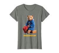 Paddington Bear in Peru Sat On Suitcase T-Shirt, Women, Olive Heather, Small