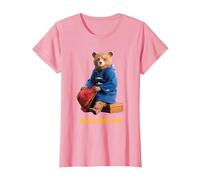 Paddington Bear in Peru Sat On Suitcase T-Shirt, Women, Pink, X-Large