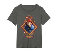Paddington Bear in Peru Tribal Inca Patterns T-Shirt, Women's Plus, Asphalt Grey, 6X