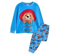 Paddington Bear Kids Pyjama Set | Childrens Bear Character Graphic Long Sleeve Top & Long Leg PJ Bottoms in Blue & Red | Sandwich All Over Print Nightwear for Boys & Girls | TV Series Merchandise Gift