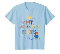 Paddington Bear & Pigeonton My Adventure Begins Kids T-Shirt, Youth, Baby Blue, Medium
