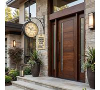 Paddington Double Sided Outdoor Wall Clock Vintage Metal Garden Clock Weather Resistant Analogue Hanging Clock For Patio And Home