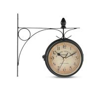 Paddington Outdoor And Indoor Double Sided Wall Clock with Metal Bracket - Analogue Design, Weather Resistant Vintage Hanging Style - Quiet Ticking Wall Clocks for Gardens, Patio, Home Décor