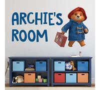 Paddington TV Wall Sticker - with Suitcase Personalised Name Wall Decal Kids Art (60cm Width x 30cm Height)