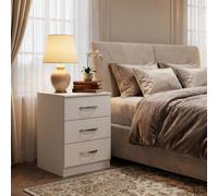 Paddington White 3 Drawer Bedside Table Chest Bedroom Furniture Storage Organisation