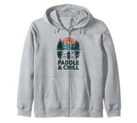 Paddle And Chill Kayaking Canoe Lake Zip Hoodie
