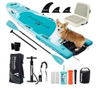 Paddle board, 11‘5x38“x6“ Extra Wide Inflatable Stand Up Paddle Board with Dog Ramp and Kayak Seat, Dual Paddles, Double Action Hand Pump & All Accessories for Adults